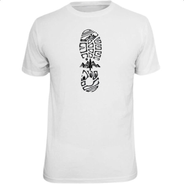 Camiseta Unissex Pegada montanha aventureiro