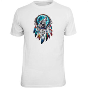 Camiseta Unissex Apanhador de sonhos lobo uivando