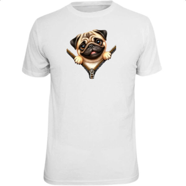 Camiseta Unissex Pug no Ziper