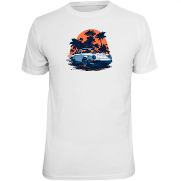 Camiseta Unissex Porsche Branco Sunset
