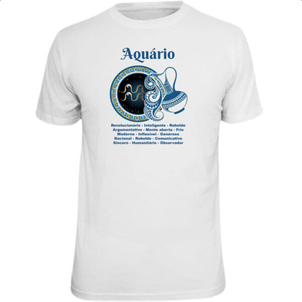 Camiseta Unissex Signo de Aquario adjetivos