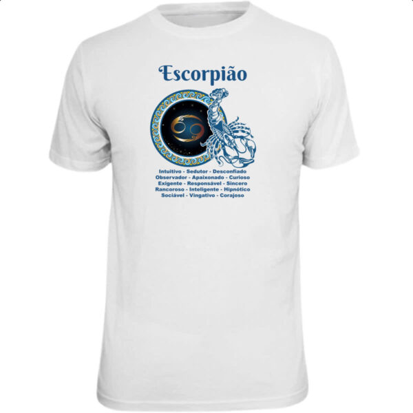 Camiseta Unissex Signo de Escorpiao adjetivos
