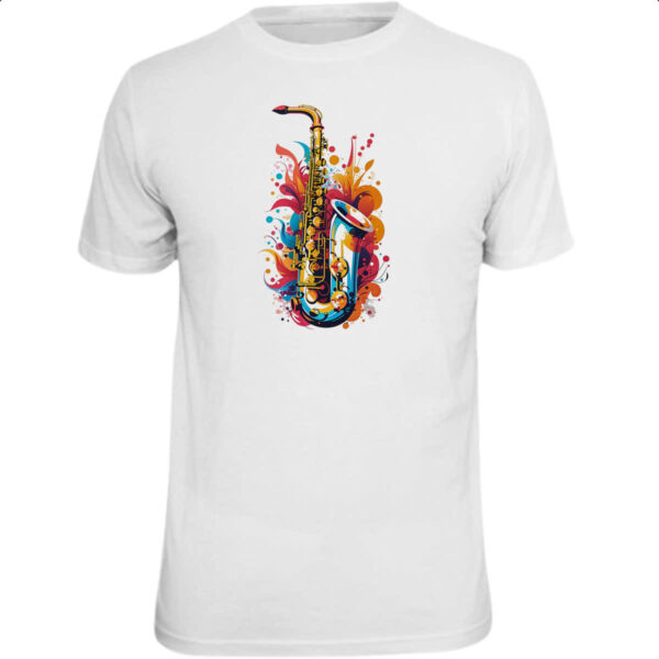 Camiseta Unissex Saxofone colorful arte design