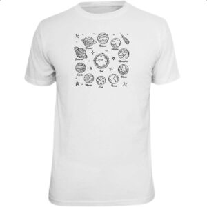 Camiseta Unissex Sistema solar desenho de caneta