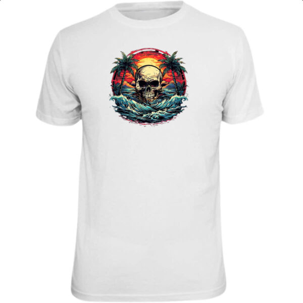 Camiseta Unissex Skull Sea Arte Sunset