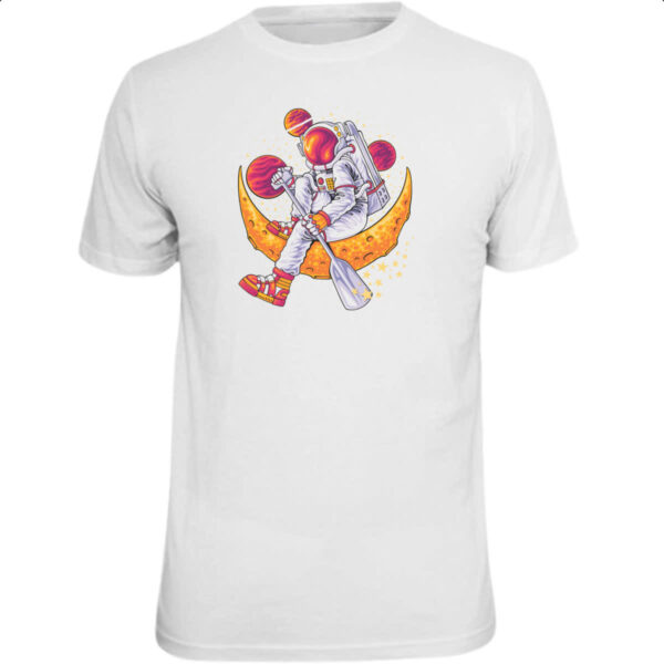 Camiseta Unissex Astronauta remando na lua