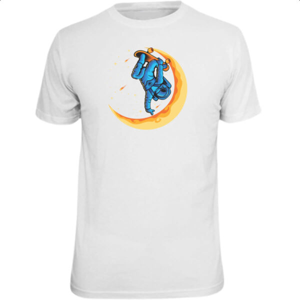 Camiseta Unissex Astronauta skatista lua crescente