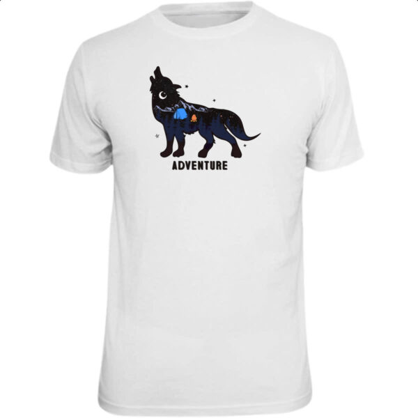 Camiseta Unissex Aventura camping silhueta lobo