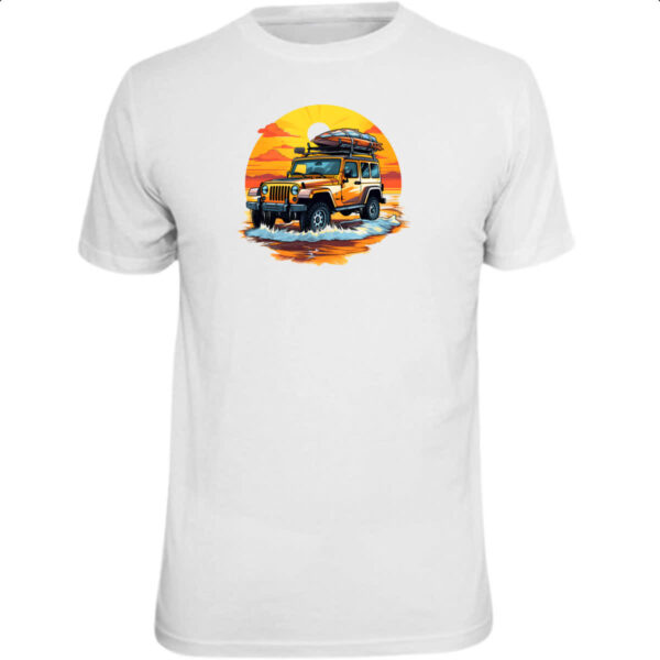 Camiseta Unissex Aventura jeep praia sunset