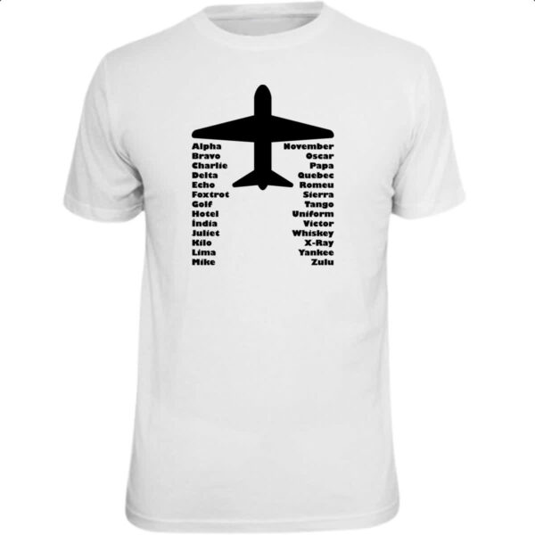 Camiseta Unissex Aviao codigos foneticos