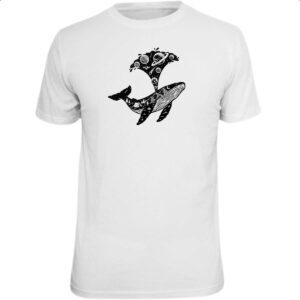 Camiseta Unissex Baleia universo estrelas