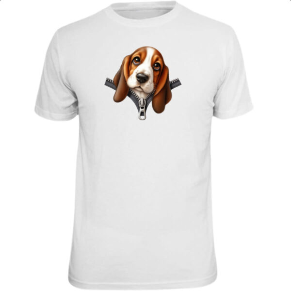 Camiseta Unissex Basset Hound no Ziper