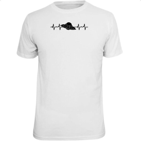 Camiseta Unissex Batimento cardiaco disco voador