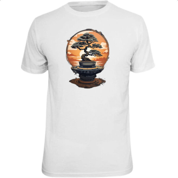 Camiseta Unissex Bonsai magico Japao sunset