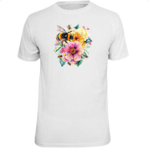 Camiseta Unissex Abelha na flor