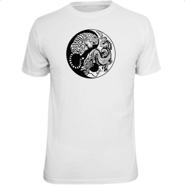 Camiseta Unissex Yin e Yang Dragao e Tigre