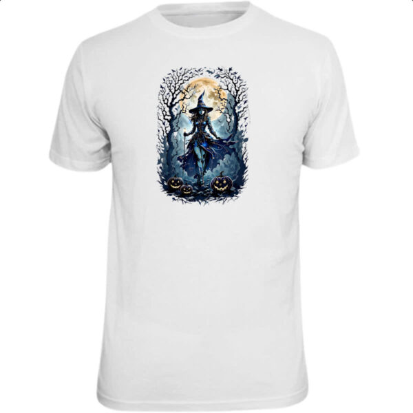 Camiseta Unissex Halloween Bruxa Noite Lua Cheia