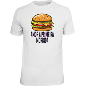 Camiseta Unissex Hamburguer amor a primeira mordida