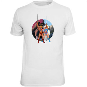 Camiseta Unissex He-man e Lion espadas do poder