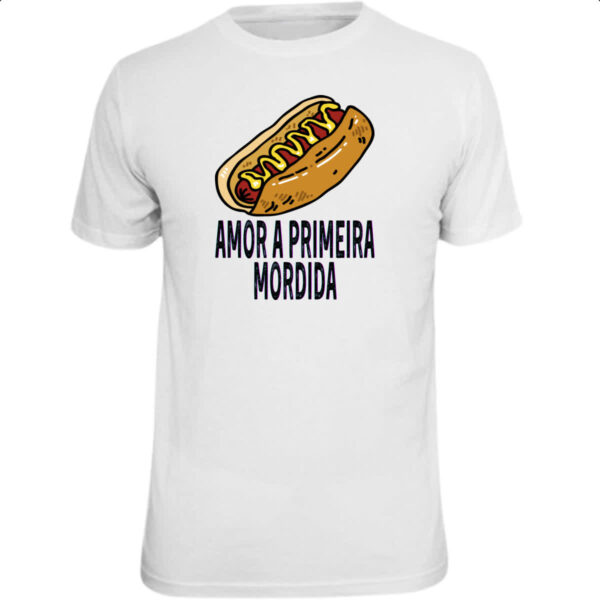Camiseta Unissex Hotdog amor a primeira mordida