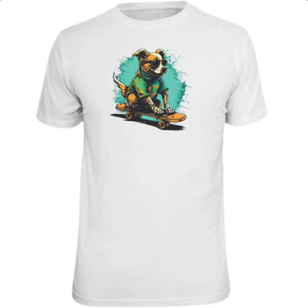 Camiseta Unissex Cachorro skatetista de oculos escuro