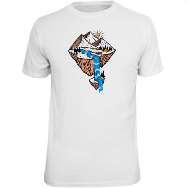 Camiseta Unissex Acampamento montanha rio cachoeira