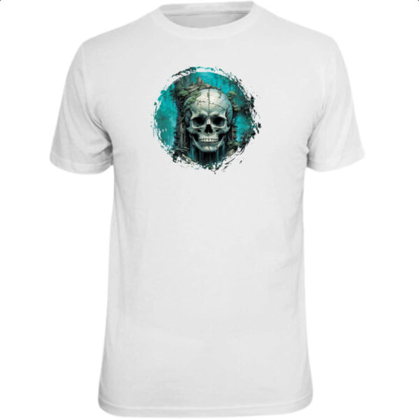 Camiseta Unissex Casa em cranio de caveira