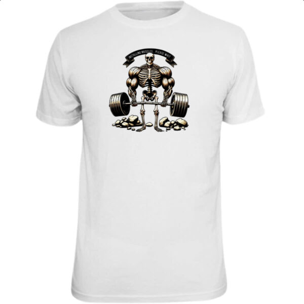 Camiseta Unissex Caveira instalando musculos