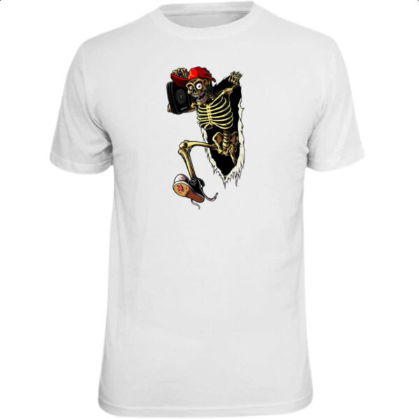 Camiseta Unissex Caveira jovem rasgando camiseta