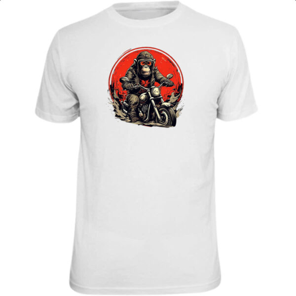 Camiseta Unissex Chimpanze motoqueiro radical