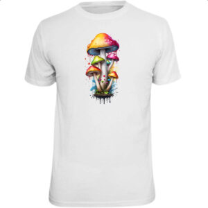 Camiseta Unissex Cogumelos coloridos splash
