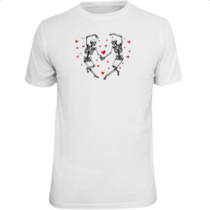 Camiseta Unissex Coracao esqueletos
