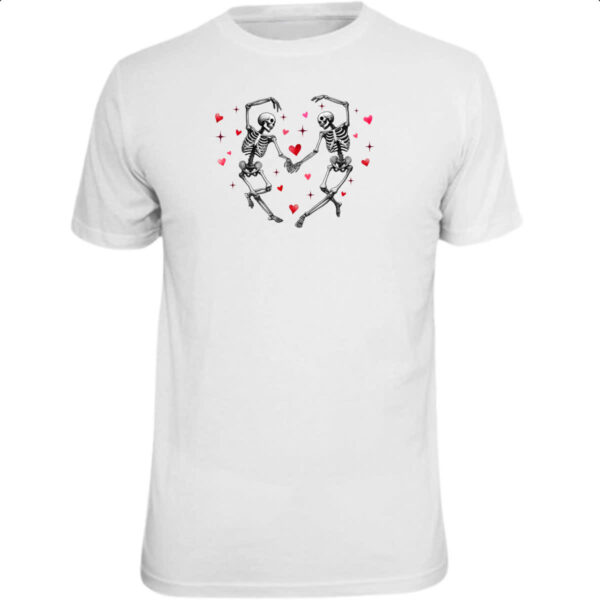 Camiseta Unissex Coracao esqueletos