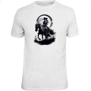 Camiseta Unissex Cowgirl silhueta ao luar