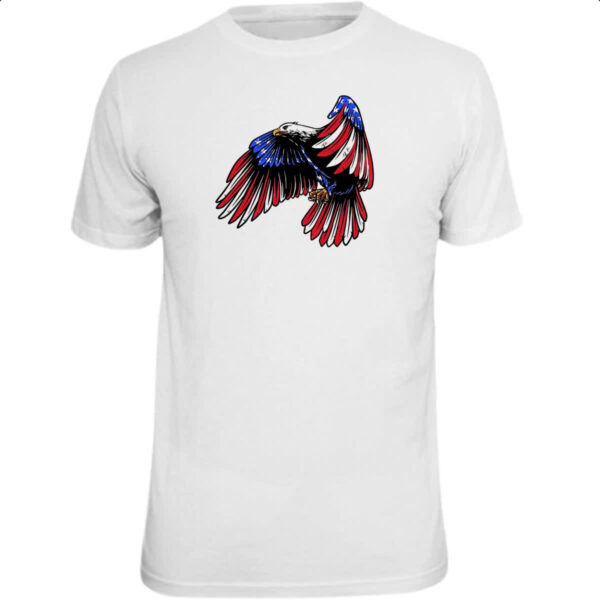 Camiseta Unissex Aguia penas bandeira EUA