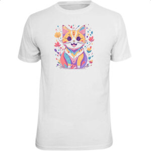 Camiseta Unissex Desenho gato feliz
