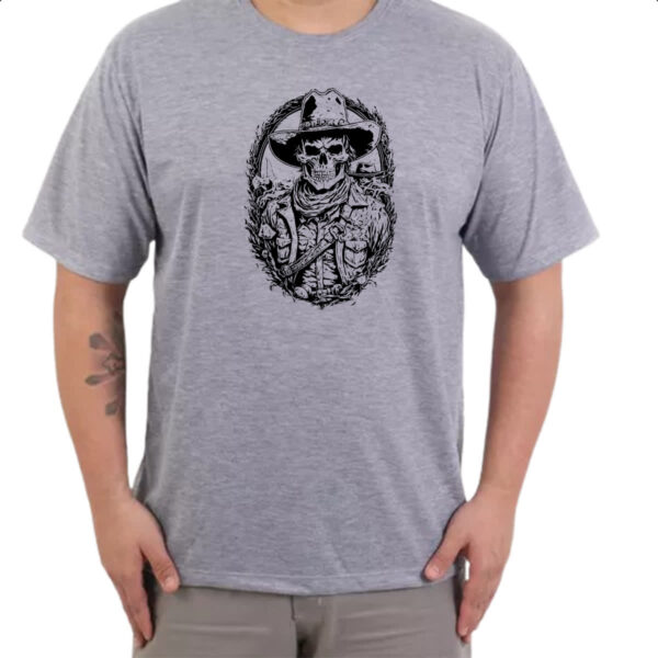 Camiseta Cinza Caveira cowboy PB - Imagem 4