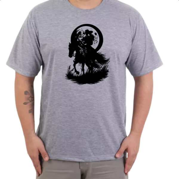 Camiseta Cinza Cowgirl silhueta ao luar - Imagem 3