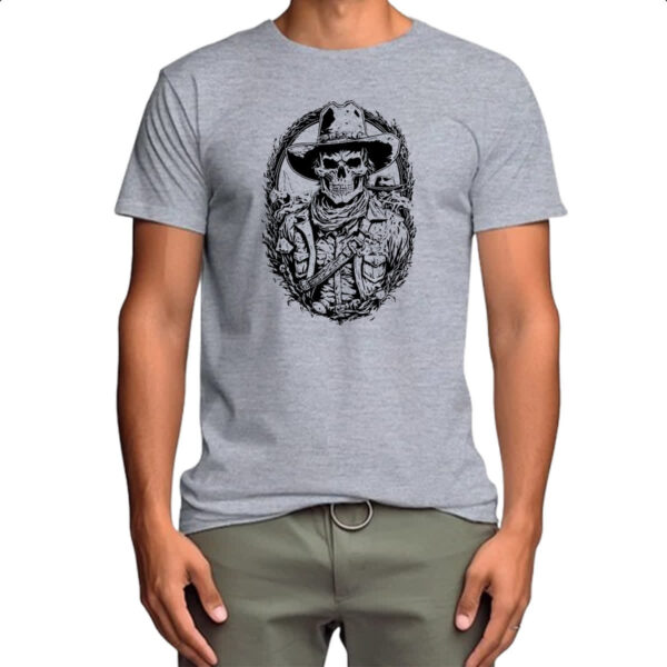 Camiseta Cinza Caveira cowboy PB - Imagem 5
