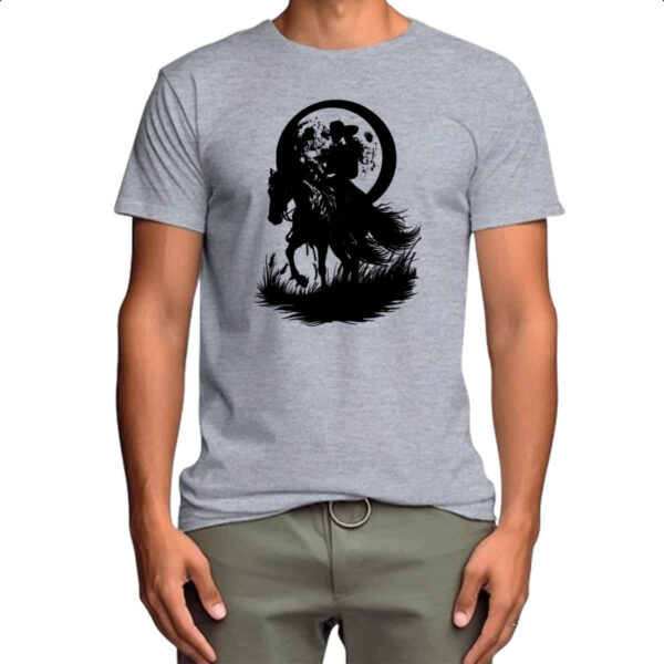 Camiseta Cinza Cowgirl silhueta ao luar - Imagem 4