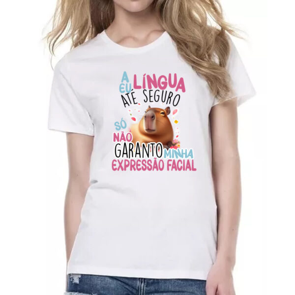 Camiseta Baby Look Capivara lingua eu seguro - Imagem 2
