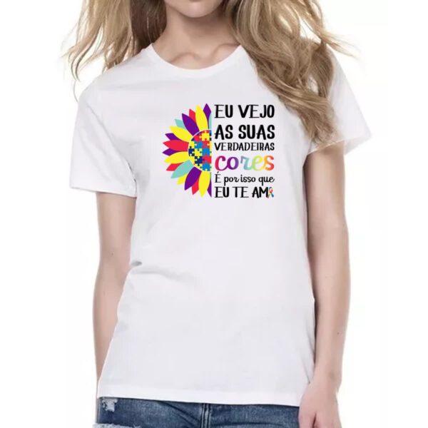 Camiseta Baby Look Autismo verdadeira cores - Imagem 2