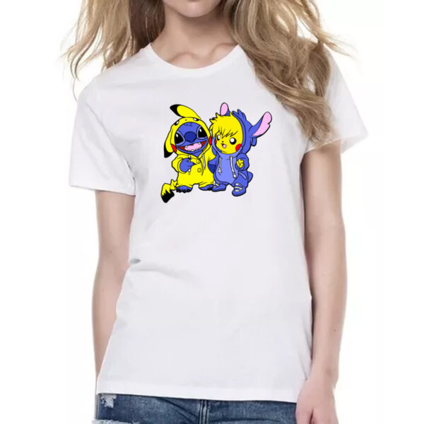Camiseta Baby Look Stitch and Pikachu - Imagem 2