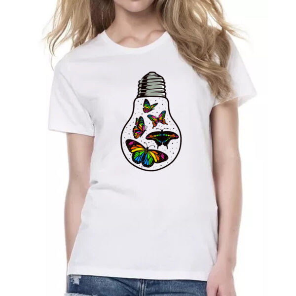 Camiseta Baby Look Borboletas em lampada - Imagem 2