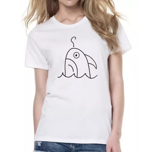 Camiseta Baby Look Tubarao indeciso desenho infantil - Imagem 2