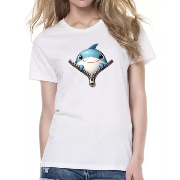 Camiseta Baby Look Tubarao no ziper - Imagem 2