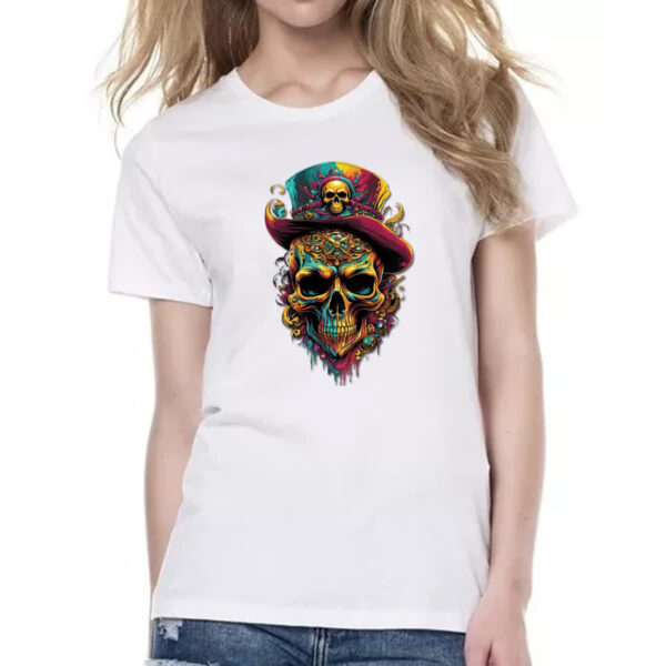 Camiseta Baby Look Cranio pirata joias - Imagem 2