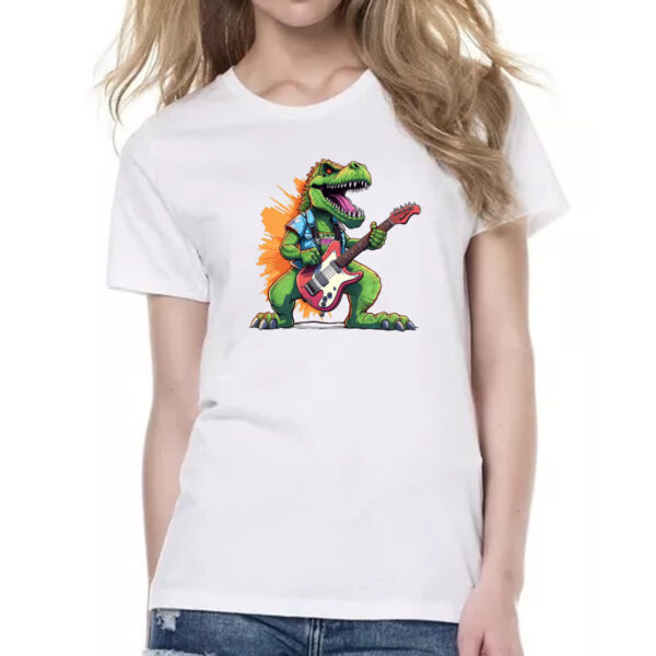 Camiseta Baby Look T-Rex Guitarrista - Imagem 2
