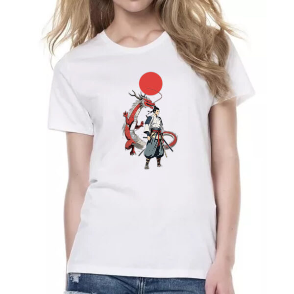 Camiseta Baby Look Samurai Dragao sol nascente - Imagem 2