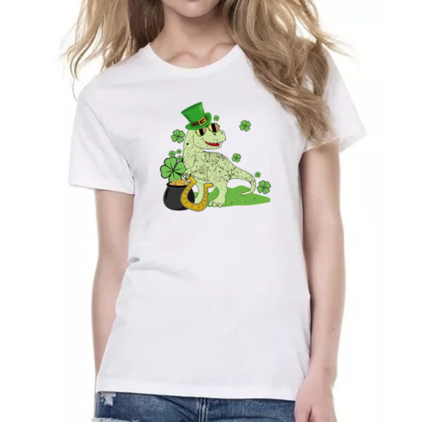 Camiseta Baby Look T-Rex St Patricks day - Imagem 2